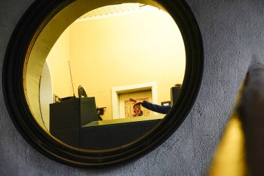 Kiev, Ukrayna Podil 'deki Kiev füniküler kontrol odası, kentin modern ve işçi sınıfı bölümü..