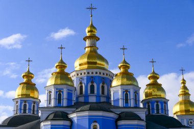 Kiev, Ukrayna St. Michael 's Golden Domed Manastırı ve Altın Kubbeler.