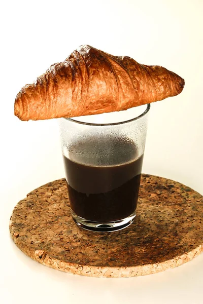 Stoccolma Svezia Una Tazza Caffè Espresso Croissant — Foto Stock
