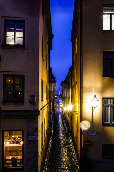 Estocolmo Suécia Beco Estreito Chamado Packhusgrand Gamla Stan Old Town — Fotografia de Stock