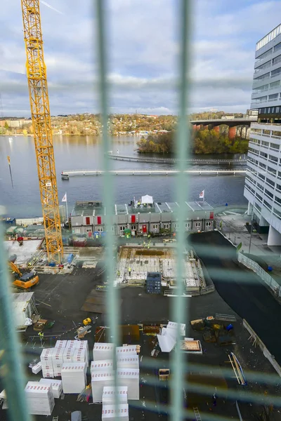 Stockholm Zweden Een Bouwplaats Liljeholmskajen — Stockfoto