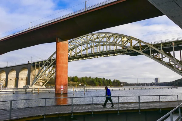 Stockholm Svédország Arsta Híd Liljeholmskajen — Stock Fotó