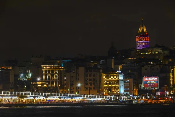 Istanbul Turkey Galata Bridge Night — Stock Photo, Image