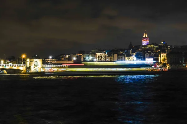 Istanbul Turkey Galata Bridge Night — Stock Photo, Image