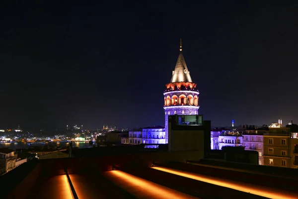 Stanbul Türkiye Geceleri Galata Kulesi — Stok fotoğraf