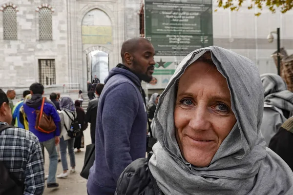 Istanbul Turecko Turistický Návštěvník Modré Mešity Nebo Mešity Sultána Ahmeta — Stock fotografie