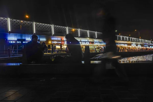 Istambul Turquia Ponte Galata Noite — Fotografia de Stock