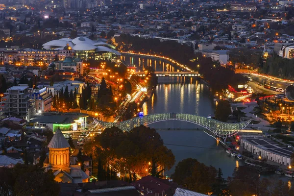 Tbilisi Geórgia Uma Vista Sobre Cidade Velha Pôr Sol Rio — Fotografia de Stock