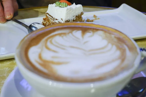 Stockholm Suède Gros Plan Une Tasse Café Une Pâtisserie Dans — Photo