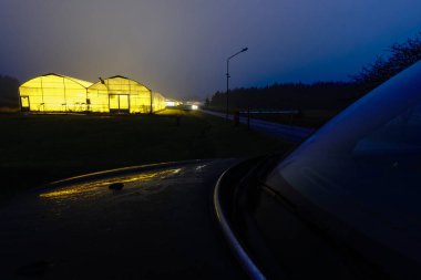 Stockholm, İsveç Geceleri Ekero adasında bir sera.