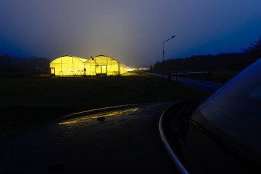 Stockholm, İsveç Geceleri Ekero adasında bir sera.
