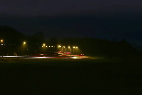 Stockholm Schweden Die 261 Autobahn Der Nacht Nach Ekero — Stockfoto