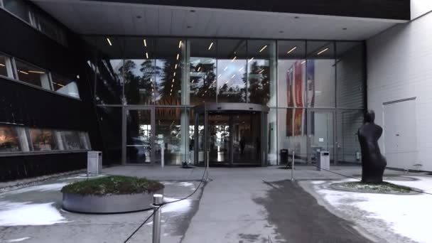 Sztokholm Szwecja Odwiedzający Muzeum Sztuki Artipelag Zimie Główny Korytarz Wejściowy — Wideo stockowe
