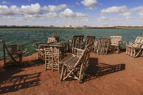 Siwa Oasis Egyiptom Napozószékek Aftnas Partján — Stock Fotó