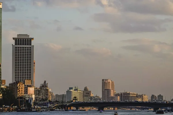 Caire Egypte Skyline Coucher Soleil Nil — Photo