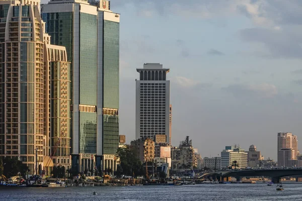 Caire Egypte Skyline Coucher Soleil Nil — Photo