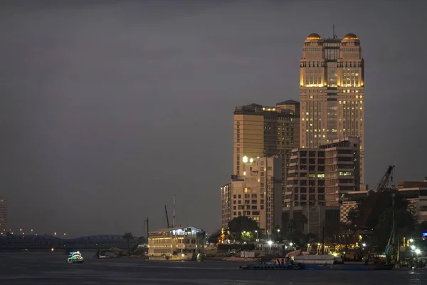 Κάιρο Αίγυπτος Skyline Στο Ηλιοβασίλεμα Και Τον Ποταμό Νείλο — Φωτογραφία Αρχείου