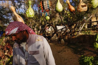 Siwa Oasis, Mısır Çölde yürüyen bir Arap..