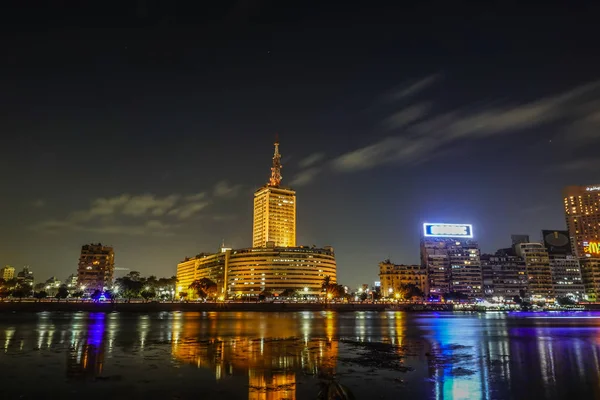 Κάιρο Αίγυπτος Skyline Νύχτα Και Τον Ποταμό Νείλο — Φωτογραφία Αρχείου