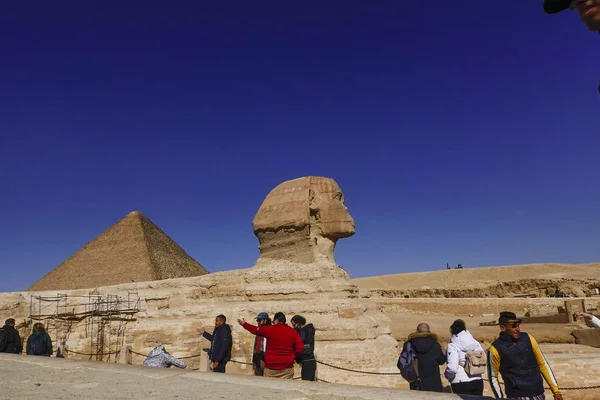 Caire Egypte Peuple Sur Terrain Des Pyramides Gizeh Sphinx — Photo