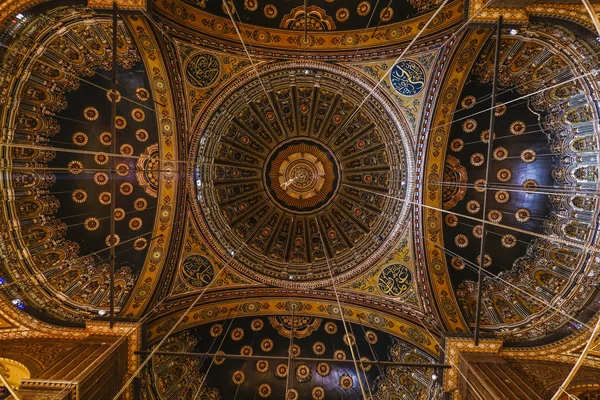 Cairo Egypt Ornate Ceiling Muhammed Ali Mosque — 스톡 사진