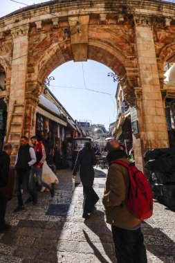 Kudüs, İsrail Halk pazarda ve eski şehirde çarşı