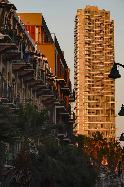 Tel Aviv Israël Gratte Ciel Résidentiel Les Petits Bâtiments Dans — Photo