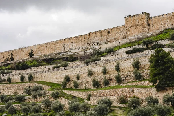 Иерусалим Израиль Вид Золотые Ворота Старую Городскую Стену — стоковое фото