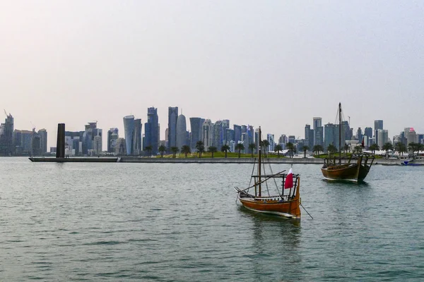 Doha Qatar Skyline West Bay — Stok fotoğraf