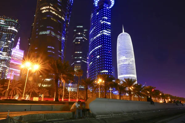 Doha Qatar Skyline West Bay — Fotografia de Stock
