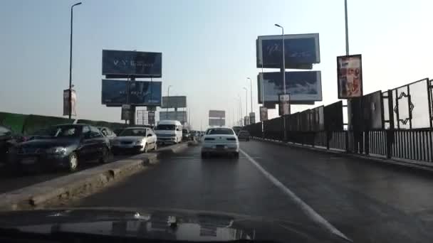 Cairo Egypte Autorijden Het Centrum Van Het Verkeer — Stockvideo