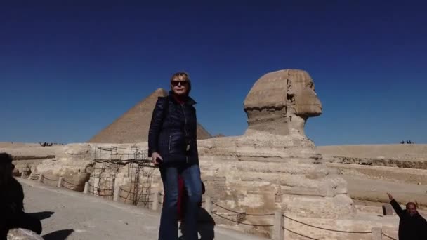 Kairo Egypten Den Stora Sfinxen — Stockvideo