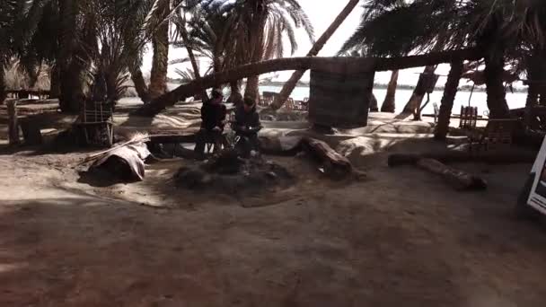 Siwa Egypt Two Young Tourists Smoking Water Pipe — Stock Video