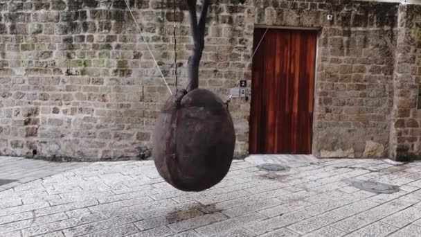 Tel Aviv Israel Jan 2020 Famous Suspended Orange Tree Old — стокове відео