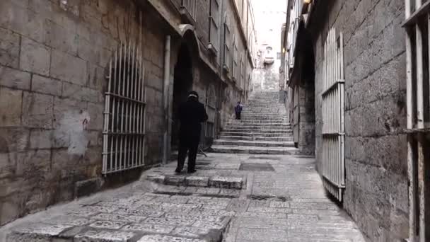 Jerusalén Israel Jan 2020 Gente Caminando Por Ciudad Vieja Jerusalén — Vídeo de stock