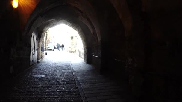 Jerusalén Israel Jan 2020 Gente Caminando Por Ciudad Vieja Jerusalén — Vídeo de stock