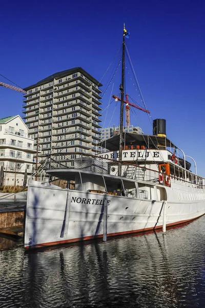 Norrtalje Σουηδία Ένα Παλιό Ατμόπλοιο Norrtelje Αγκυροβολημένο Στο Λιμάνι — Φωτογραφία Αρχείου