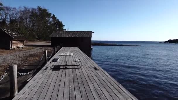 Grisslehamn Szwecja Długi Dok Słońcu Nad Morzem Bałtyckim — Wideo stockowe