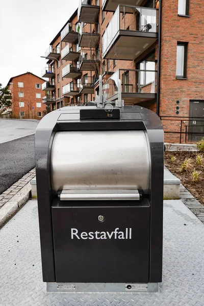 Stockholm Zweden Residentiële Vuilnisbakken Buurt Van Hagerstensasen Herbebossing Het Zweeds — Stockfoto