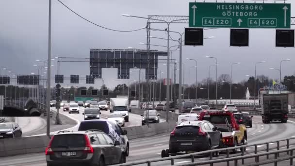 Stockholm Sweden Traffic Highway South City — Stock Video