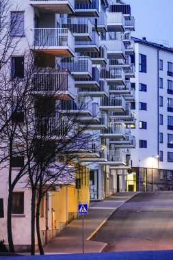 Stockholm, İsveç Şafak vakti Marievik Mahallesi.