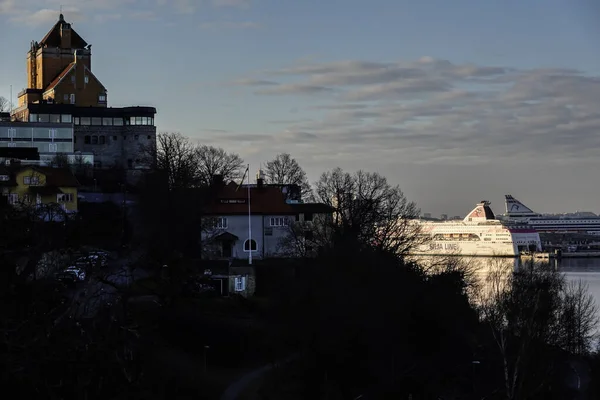 Stockholm Den Mars 2020 Färja Till Finland Hamn Stockholm Och — Stockfoto