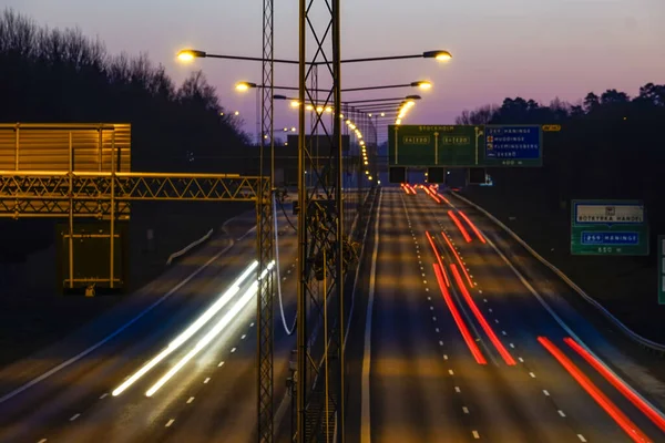 Sztokholm Szwecja Ruch Wzdłuż Autostrady Norsborgu — Zdjęcie stockowe