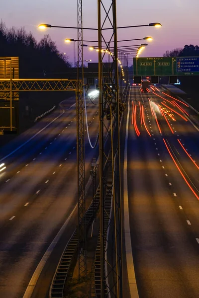 Sztokholm Szwecja Ruch Wzdłuż Autostrady Norsborgu — Zdjęcie stockowe