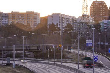 Stockholm, İsveç Aby Banliyösü ve E4 Otoyolu.