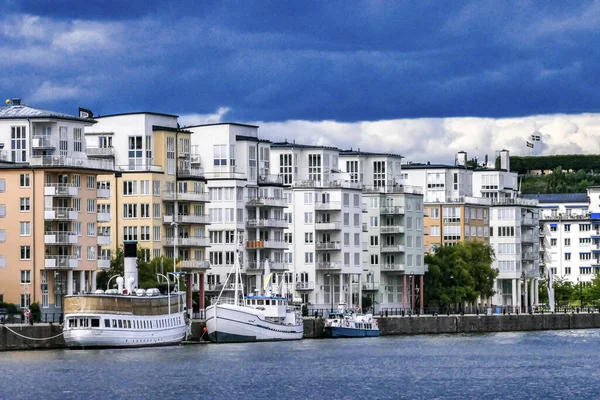 Stockholm Svezia Sodermalm Quartiere Lungomare Coop Appartamenti — Foto Stock