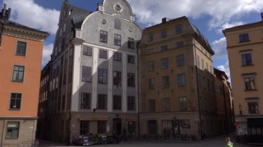 Stockholm, İsveç 16 Nisan 2020 Gamla Stan veya Covid19 salgını sırasında turistten yoksun Eski Şehir