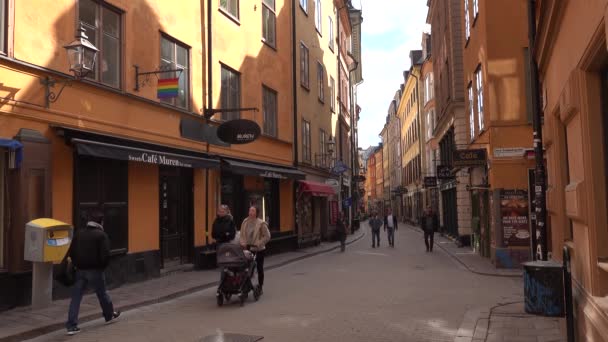 Estocolmo Suecia Abril 2020 Gamla Stan Ciudad Vieja Desprovista Turistas — Vídeos de Stock