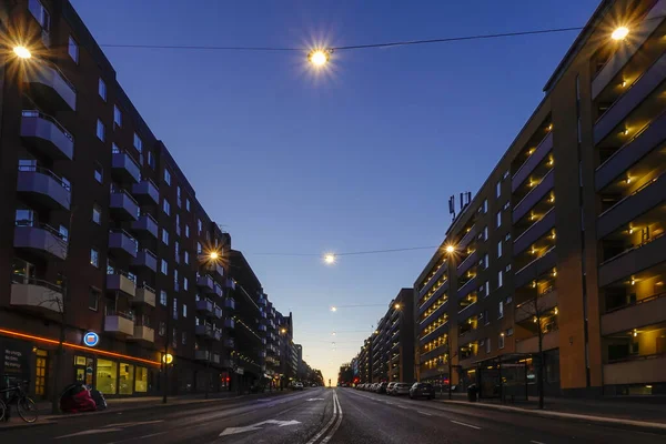 Estocolmo Suecia Hornsgatan Una Calle Principal Isla Sodermalm Amanecer — Foto de Stock