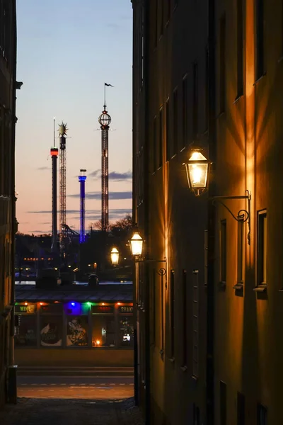 Stockholm Sweden Old Town Gamla Stan Dawn Norra Dryckesgrand Alley — Stock Photo, Image